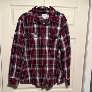 American Eagle Outfitters Burgundy Plaid Shirt